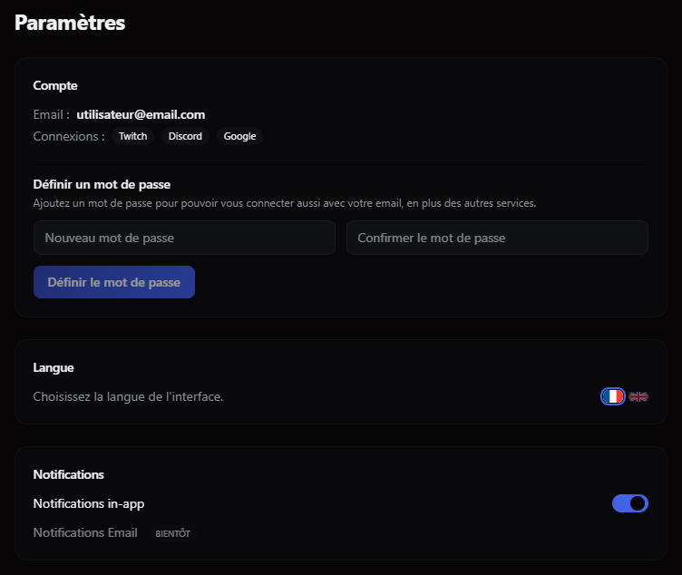 Paramètres